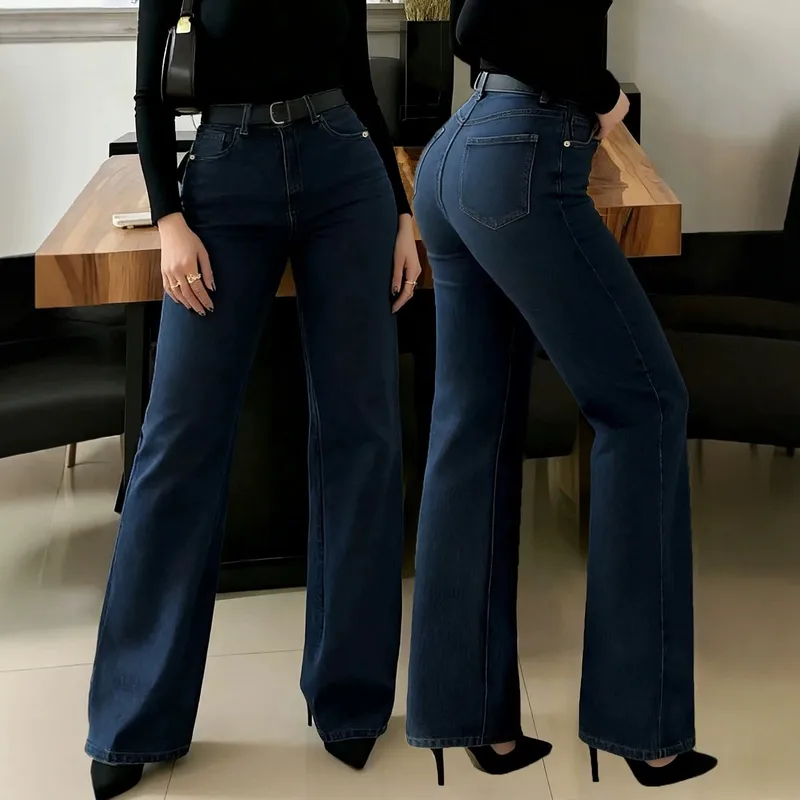 New arrival: Solid Color Full Length Jeans for Office in Denim Cotton Fabric with Washed Craft and Micro-Elastic Stretch