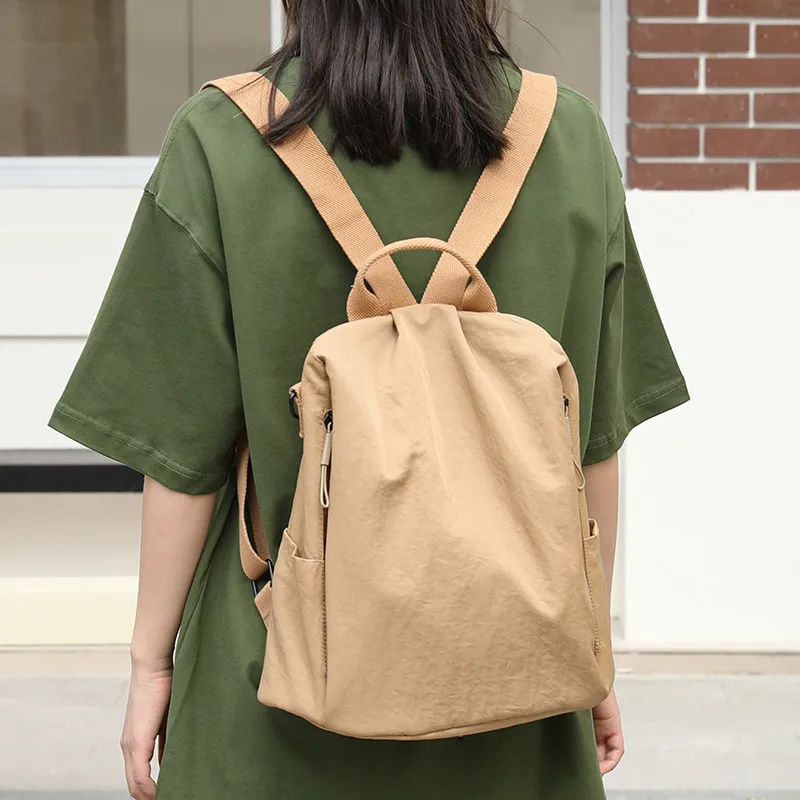 Solid Color Canvas School Backpack for Women, Soft and Comfortable, Perfect for Summer
