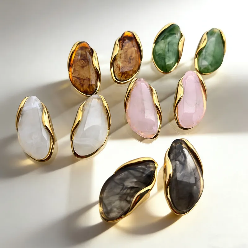 Geometric Maillard Style Resin Earrings for Women Featuring Resin Inlay, Ideal Stud Earrings