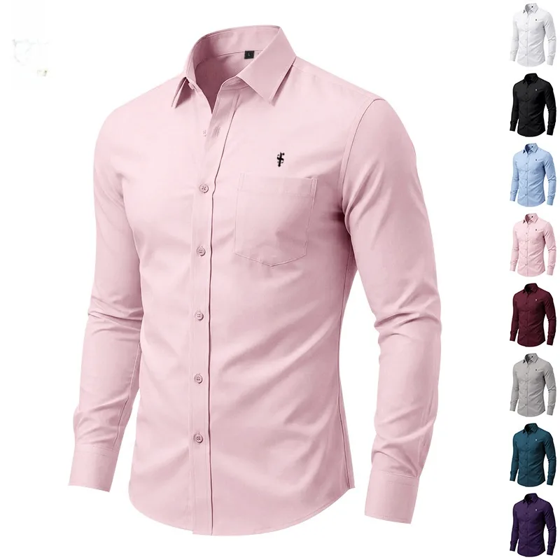 Business Short Sleeve Men's Shirt in Polyester Fabric with Printing and Placket Design