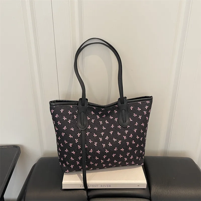 Women’s Nylon Square Tote Bag with Ornament Printing, Perfect for Autumn Season
