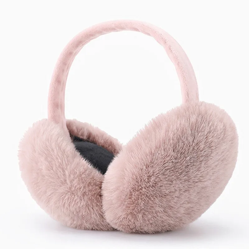 Cute Plush Solid Color Winter Earmuffs for Women Unisex Windproof Warm Ear Covers