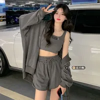 Solid Color Polyester Puff Sleeve Shorts Co ord Set