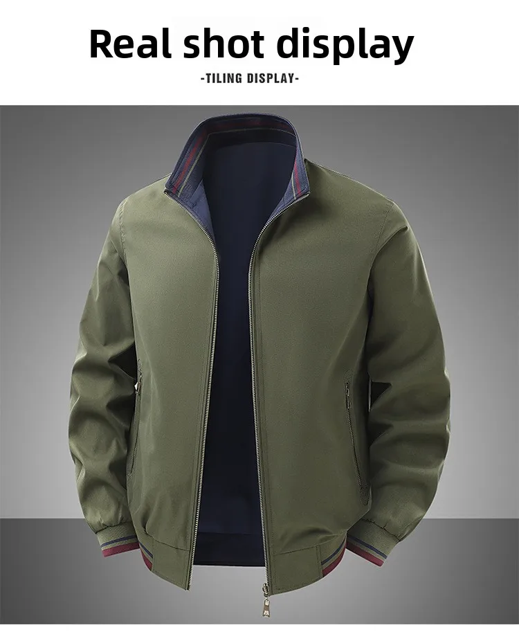 Men's Simple Style Jacket with Zipper Placket, Outerwear Jacket in Polyester Fabric Featuring Printing Pattern