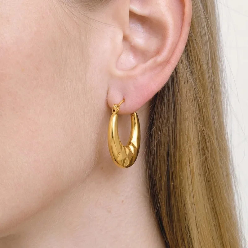Hypoallergenic Circle Earrings for Women, 18K Real Gold Plated with PVD Coated 0.03µm-0.05µm Thickness, 304 Stainless Steel